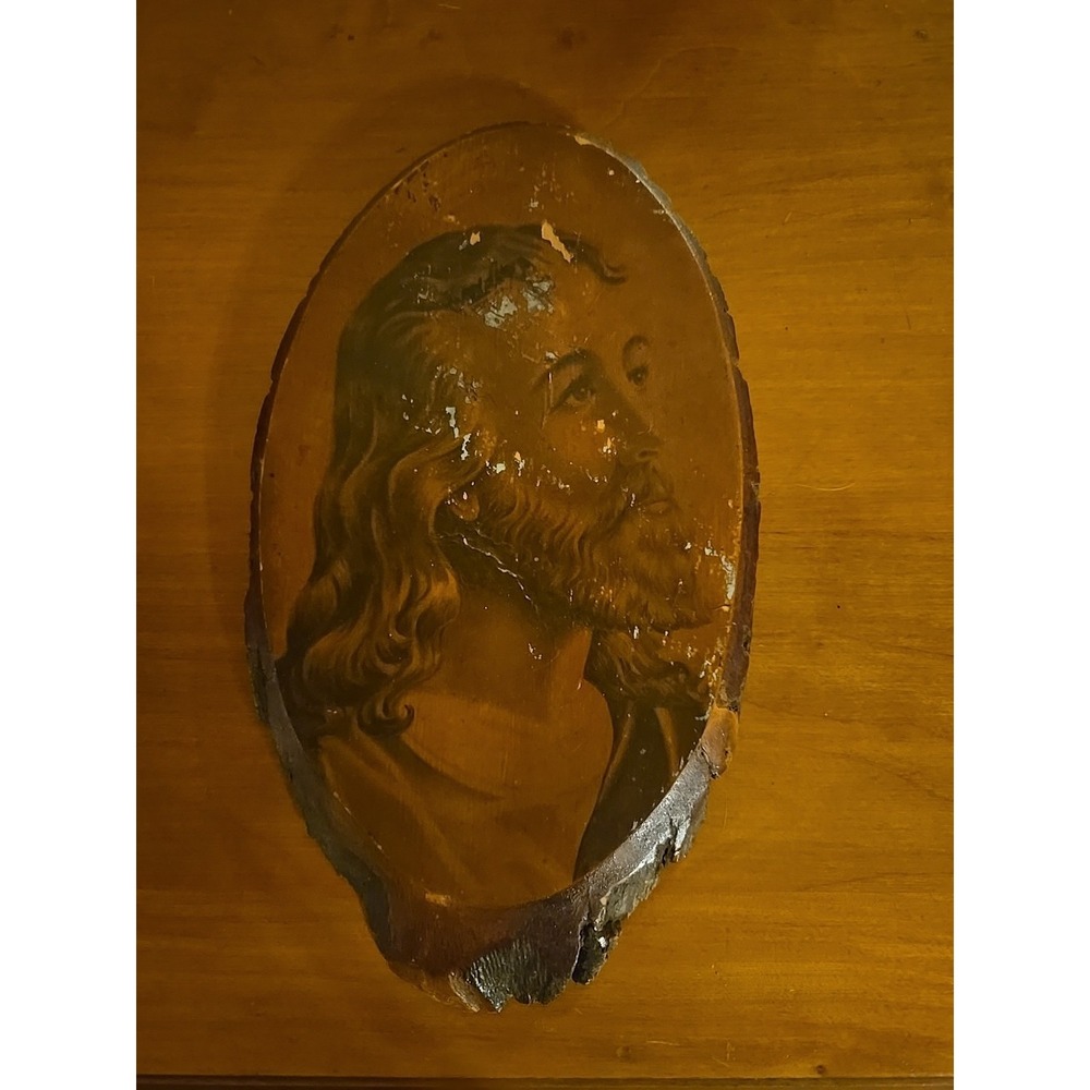 Vintage wood slice art piece